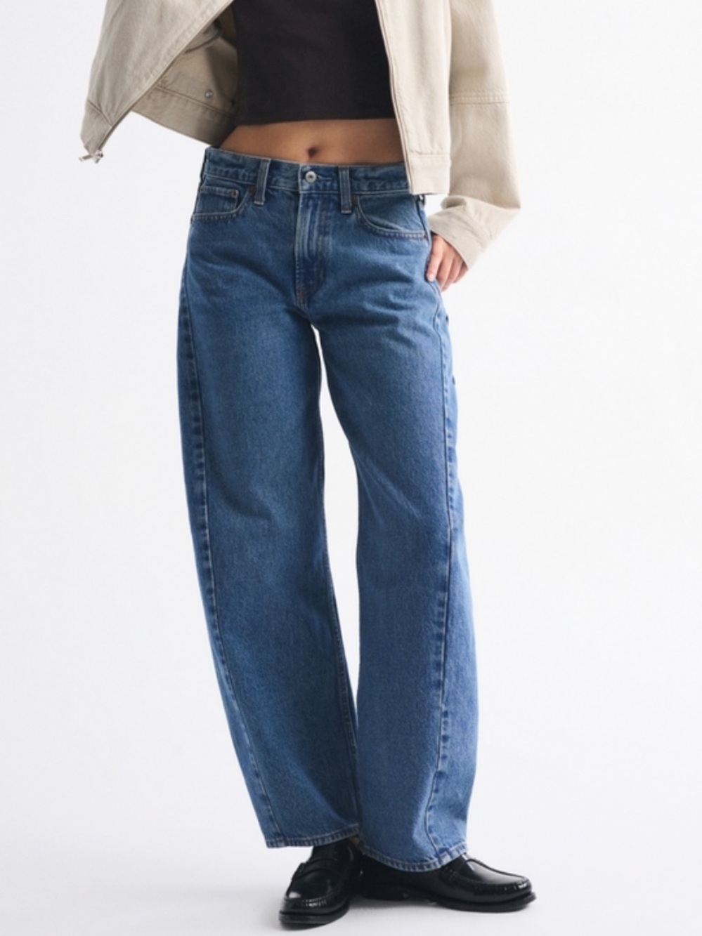 Abercrombie & Fitch Women's Wide-Leg Blue Denim Jeans